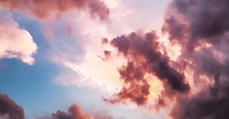 Atmosphere - Down Angle Photography of Red Clouds and Blue Sky