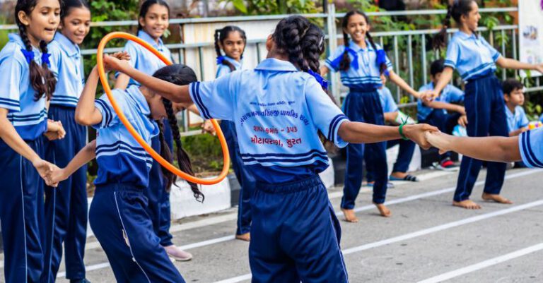 Outdoor Games - Girls Playing Games on the Street