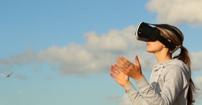 Virtual - Woman Using Vr Goggles Outdoors