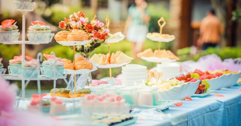 Themed Events - Various Desserts on a Table covered with Baby Blue Cover